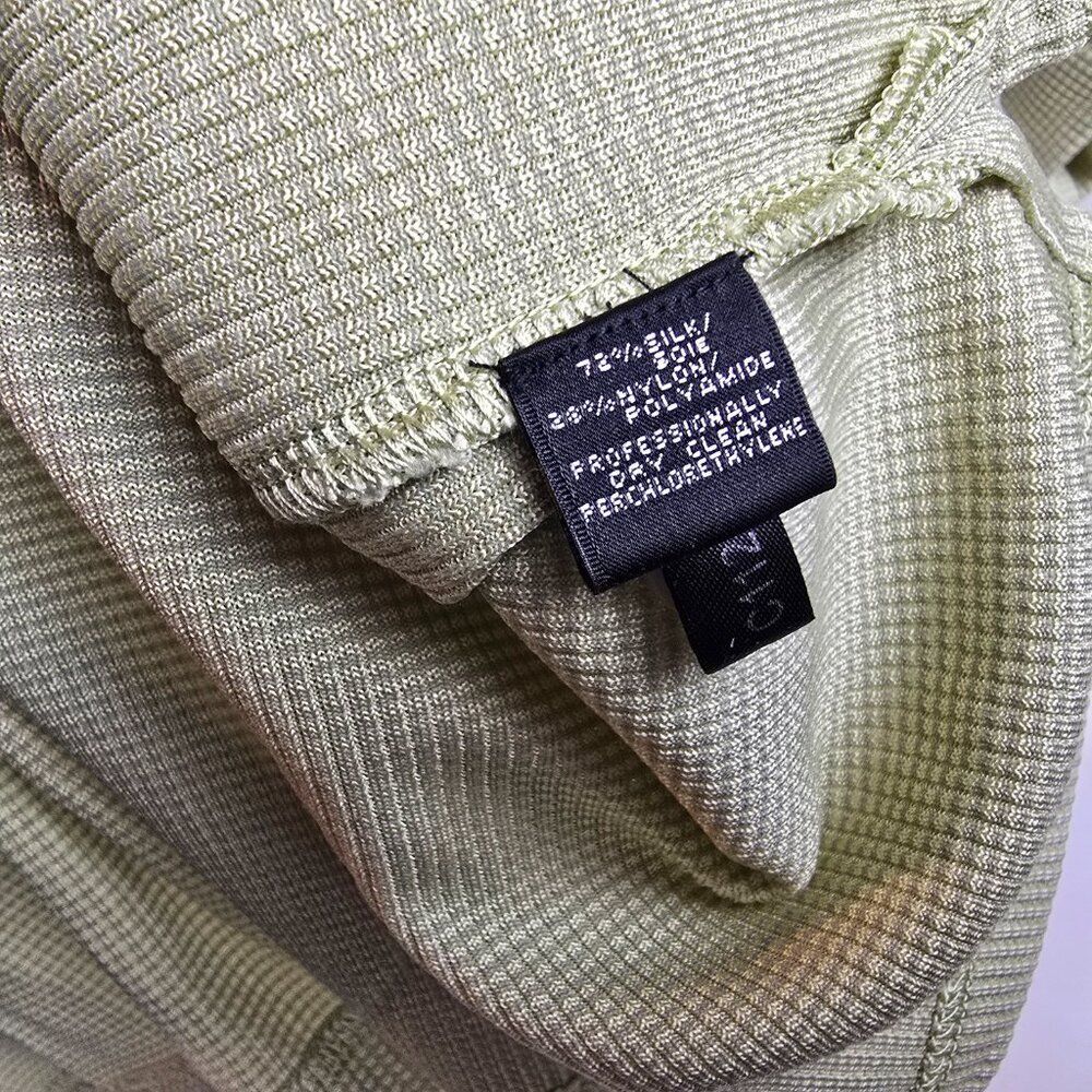 Jhane Barnes Polo Shirt Mens Large Green Textured Casual Club Retro Silk Nylon - Picture 6 of 7